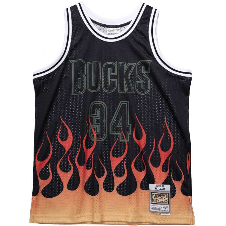 Men’s Swingman Jersey Flames Ray Allen Milwaukee Bucks