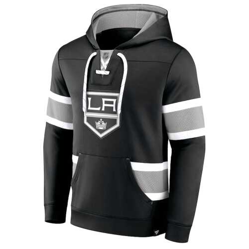 Men's Los Angeles Kings Fanatics Branded Black Iconic Power Play Lace-Up Pullover Hoodie