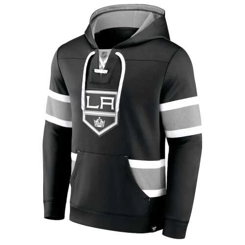 Men's Los Angeles Kings Fanatics Branded Black Iconic Power Play Lace-Up Pullover Hoodie