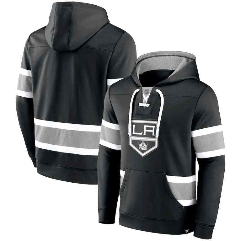 Men's Los Angeles Kings Fanatics Branded Black Iconic Power Play Lace-Up Pullover Hoodie - Image 3