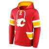 Men's Calgary Flames Fanatics Branded Red Iconic Power Play Lace-Up Pullover Hoodie