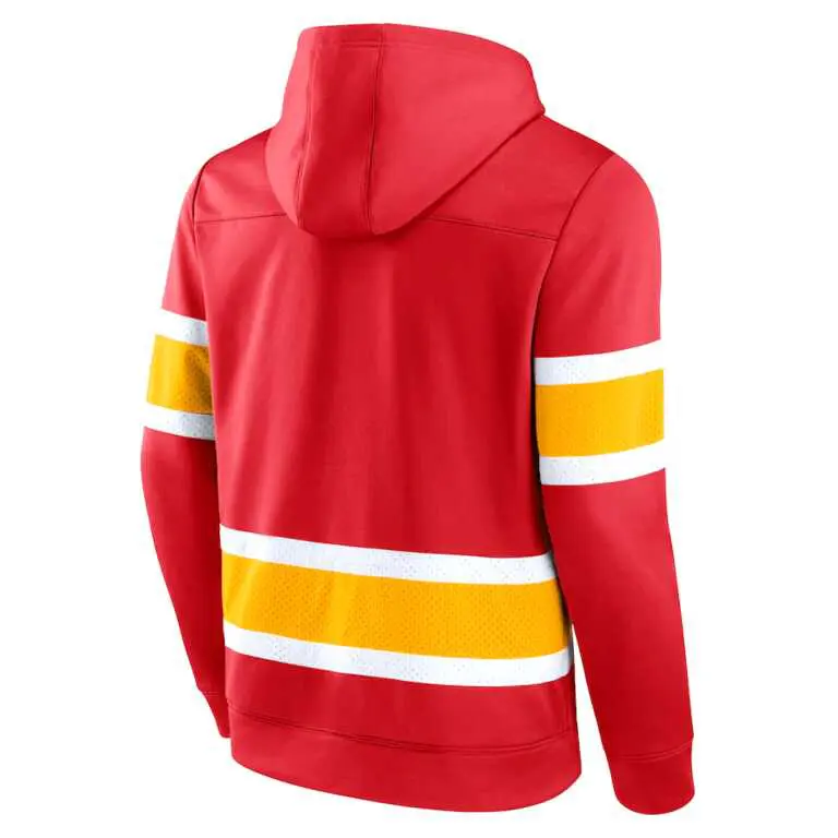 Men's Calgary Flames Fanatics Branded Red Iconic Power Play Lace-Up Pullover Hoodie - Image 2