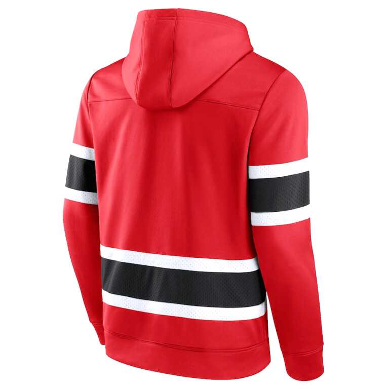 Men's Chicago Blackhawks Fanatics Branded Red Iconic Power Play Lace-Up Pullover Hoodie - Image 2