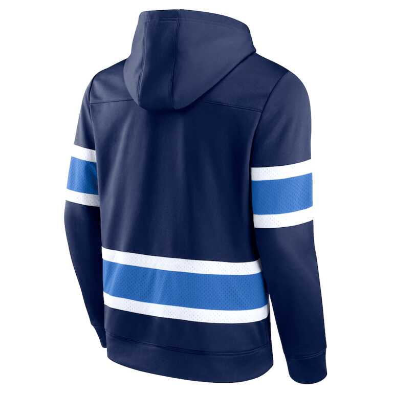 Men's Winnipeg Jets Fanatics Branded Navy Iconic Power Play Lace-Up Pullover Hoodie - Image 2