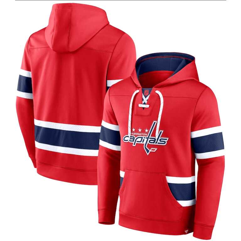 Men's Washington Capitals Fanatics Branded Red Iconic Power Play Lace-Up Pullover Hoodie - Image 3