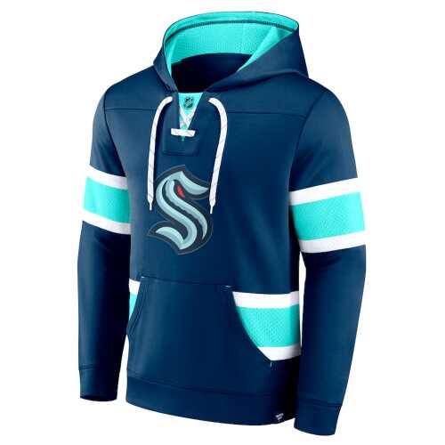 Men's Seattle Kraken Fanatics Branded Red Iconic Power Play Lace-Up Pullover Hoodie