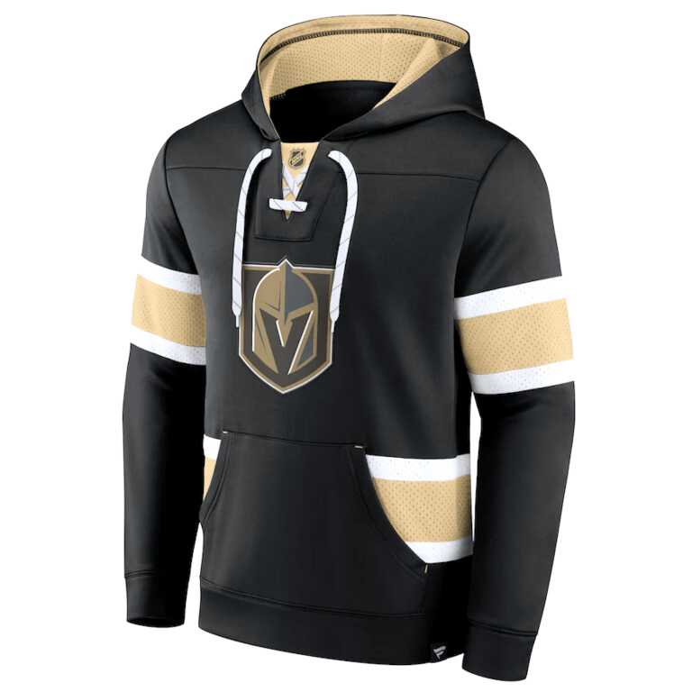 Men's Golden Knights Fanatics Branded Black Iconic Power Play Lace-Up Pullover Hoodie