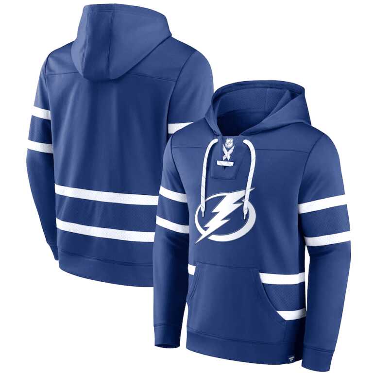 Men's Tampa Bay Lightning Fanatics Branded Navy Iconic Power Play Lace-Up Pullover Hoodie - Image 3