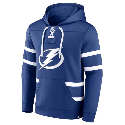 Men's Tampa Bay Lightning Fanatics Branded Navy Iconic Power Play Lace-Up Pullover Hoodie