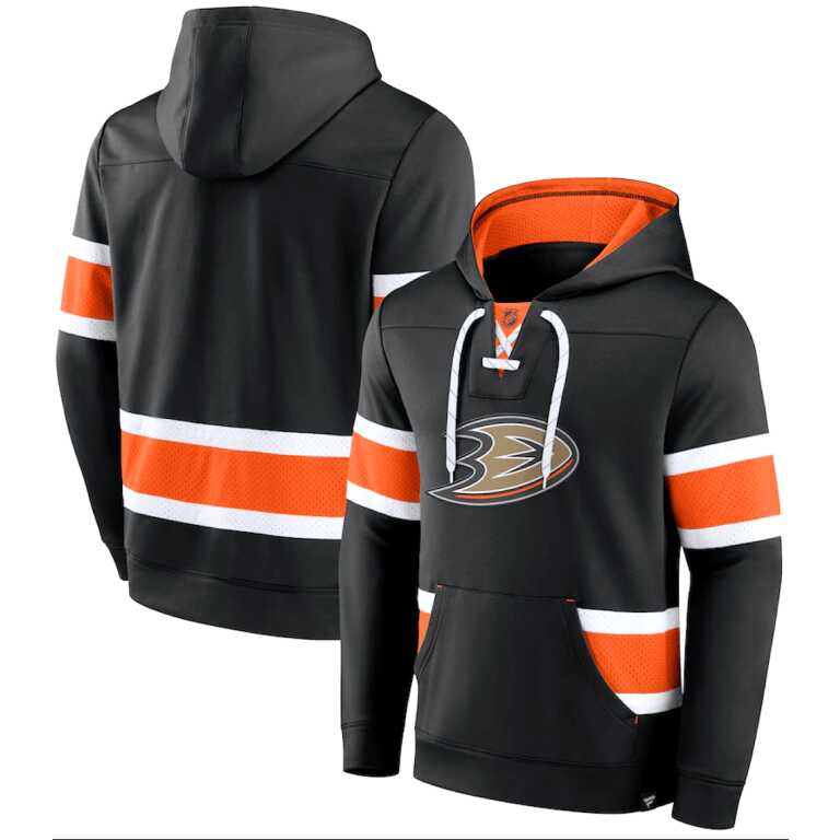 Men's Anaheim Ducks Fanatics Branded Black Iconic Power Play Lace-Up Pullover Hoodie - Image 3