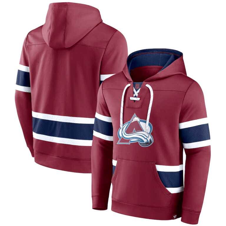 Men's Colorado Avalanche Fanatics Branded Bourdeaux Iconic Power Play Lace-Up Pullover Hoodie - Image 3