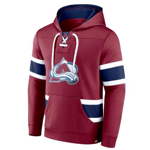 Men's Colorado Avalanche Fanatics Branded Bourdeaux Iconic Power Play Lace-Up Pullover Hoodie