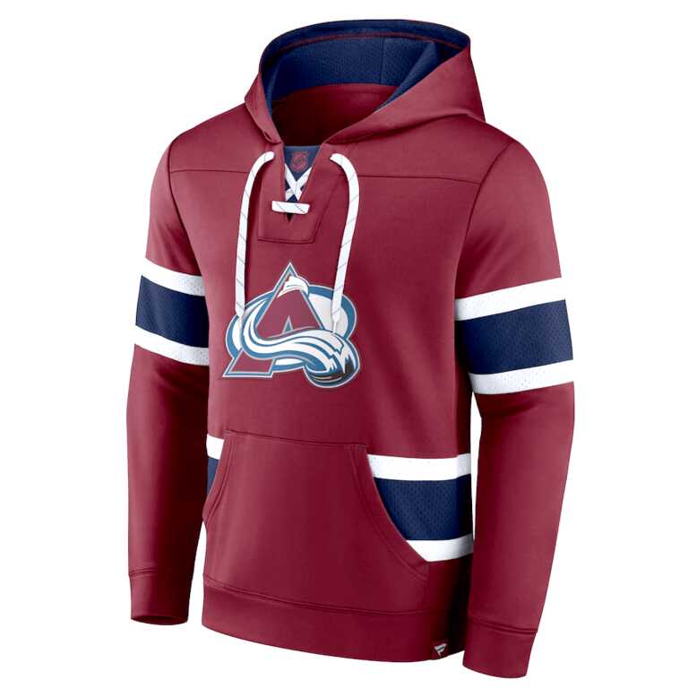 Men's Colorado Avalanche Fanatics Branded Bourdeaux Iconic Power Play Lace-Up Pullover Hoodie