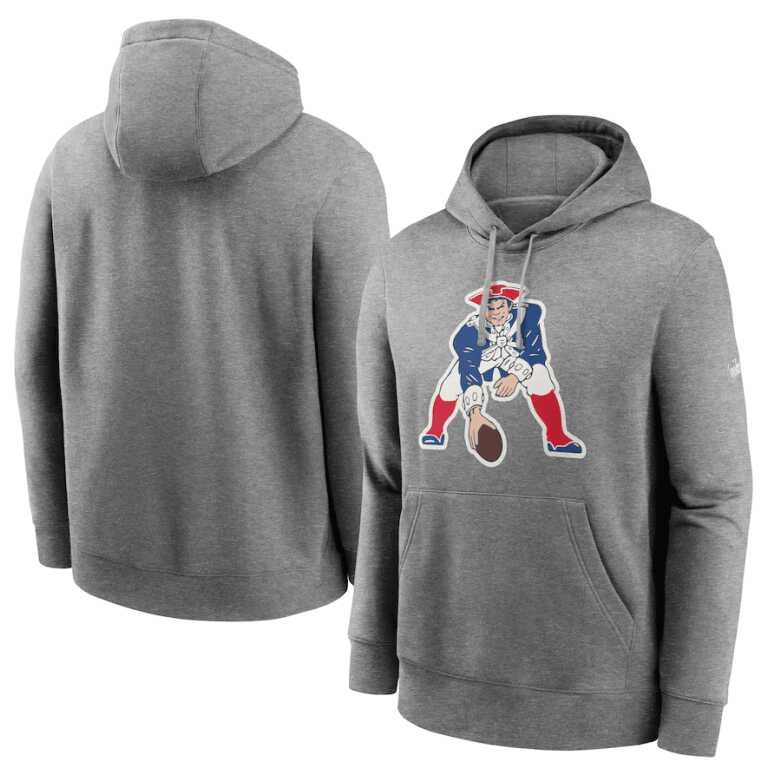 Men's New England Patriots Nike Rewind Club Fleece Pullover Hoodie - Image 3