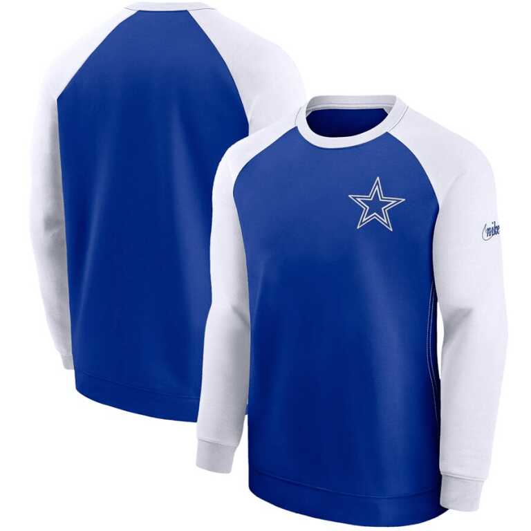 Men's Dallas Cowboys Nike Dri-Fit Raglan Crew Sweatshirt - Image 3