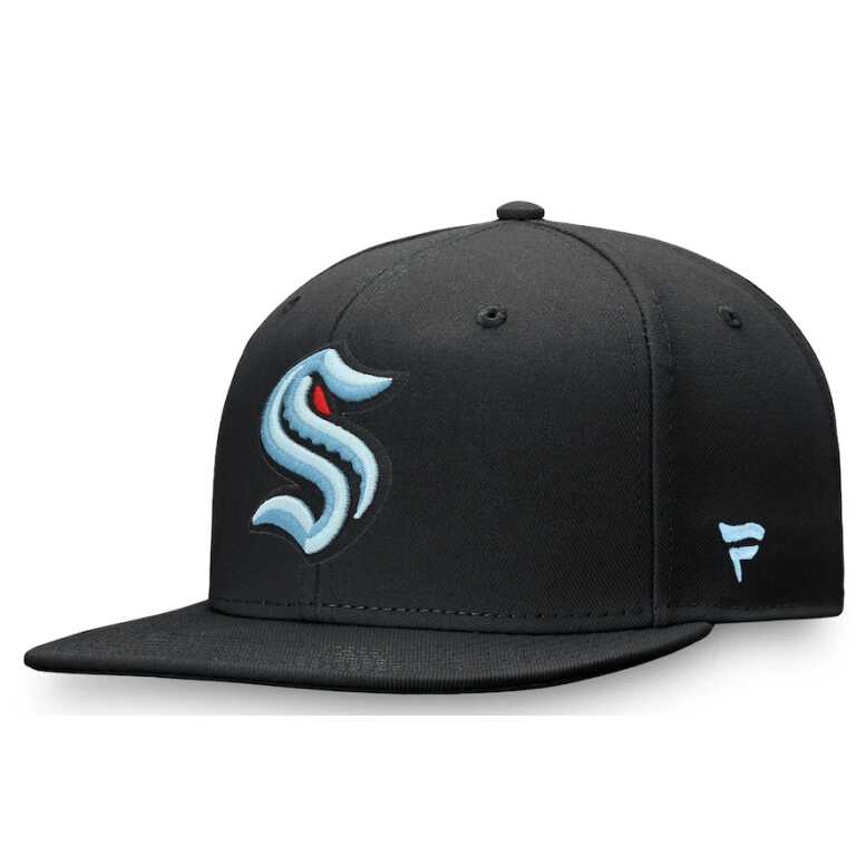 Men's Fanatics Branded Black Seattle Kraken Core Primary Logo Snapback Adjustable Hat