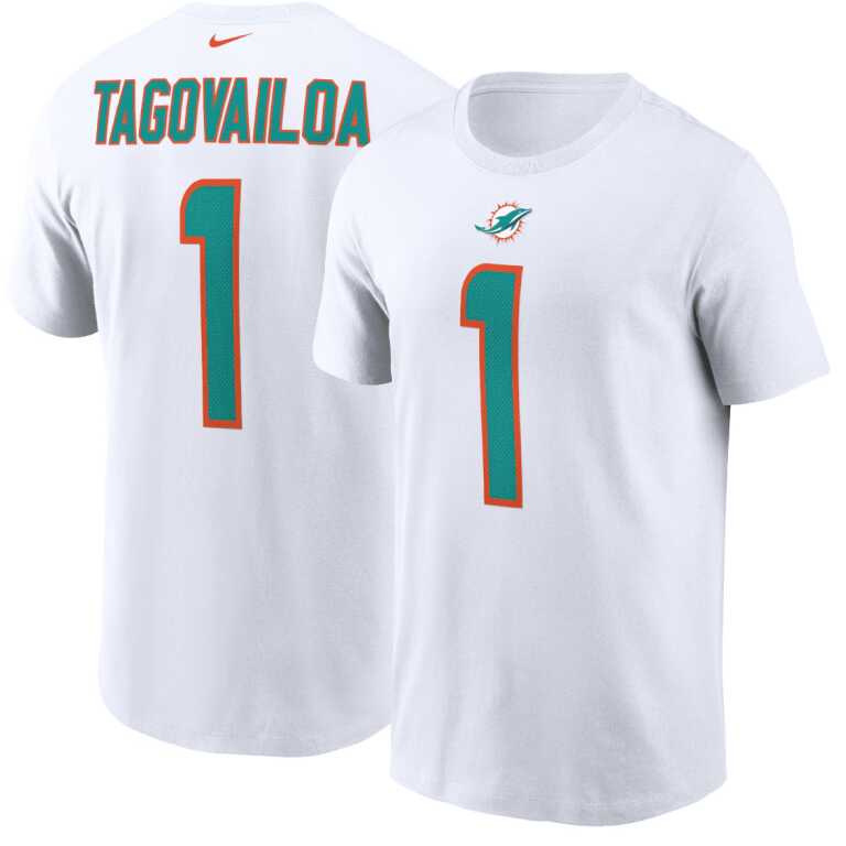 Men's Miami Dolphins Tua Tagovailoa Nike Name & Number T-Shirt - Image 3