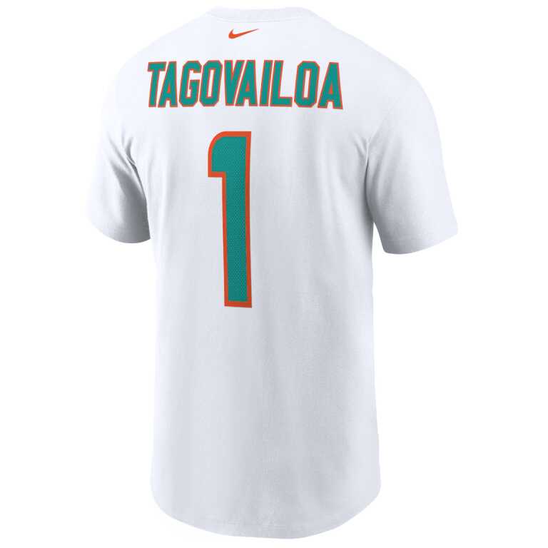 Men's Miami Dolphins Tua Tagovailoa Nike Name & Number T-Shirt - Image 2