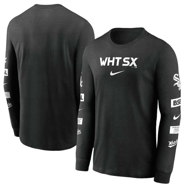 Men's Nike Chicago White Sox MLB Double Header Tri-Blend Longsleeve - Image 3