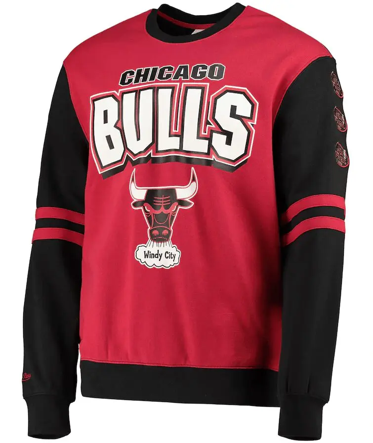 Mitchell&Ness Felpa Chicago Bulls NBA All Over Crew 2.0 Rosso Uomo Rosso