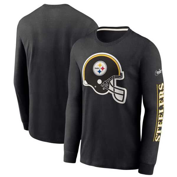 Men's Nike Pittsburgh Steelers Fashion Tri-Blend Long Sleeve T-Shirt - Image 2
