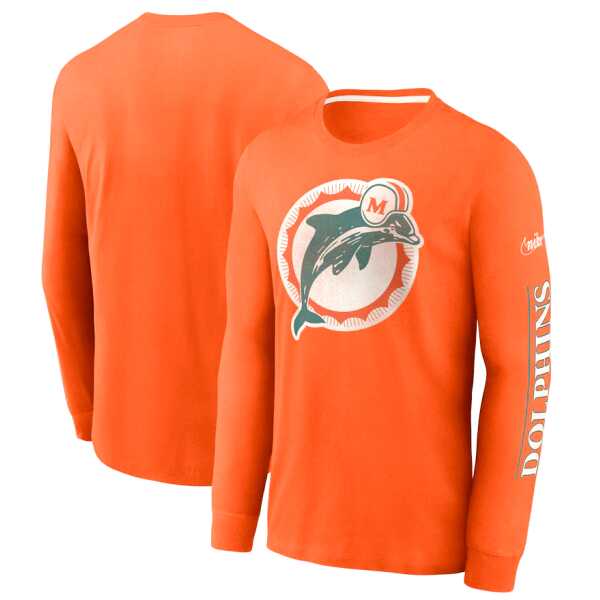 Men's Nike Miami Dolphing Fashion Tri-Blend Long Sleeve T-Shirt - Image 2
