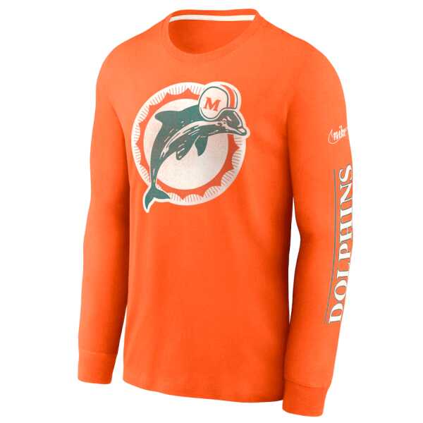 Men's Nike Miami Dolphing Fashion Tri-Blend Long Sleeve T-Shirt