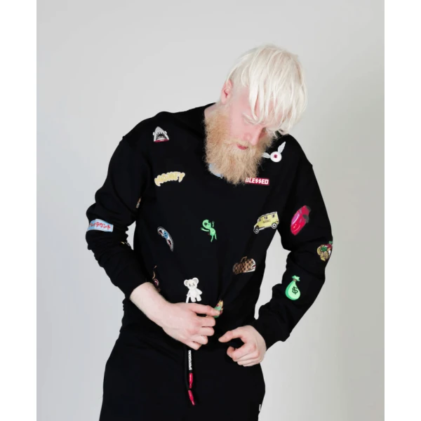 Men's SPRAYGROUND SWEATSHIRT CHARACTERS CREWNECK BLACK