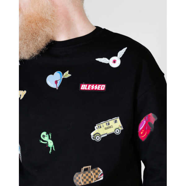 Men's SPRAYGROUND SWEATSHIRT CHARACTERS CREWNECK BLACK - Image 4