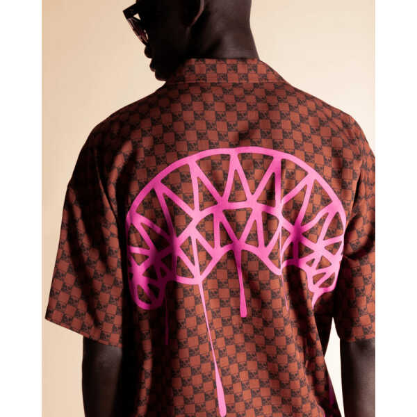 Men's SPRAYGROUND SHORT SLEEVE SHIRT HAWAIIAN SHIRT SKULL CHECKERED - Image 4