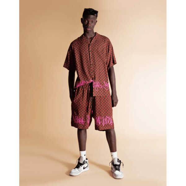 Men's SPRAYGROUND SHORT SLEEVE SHIRT HAWAIIAN SHIRT SKULL CHECKERED - Image 5