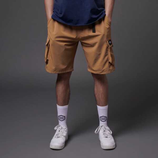 Dolly Noire Techno Cargo Shorts Beige - Image 4