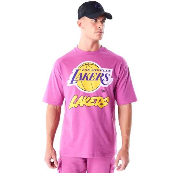 New Era Camiseta Oversized LA Lakers NBA Wordmark Morado
