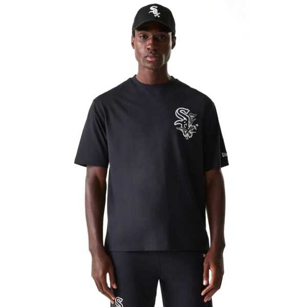 New Era Camiseta Oversized Chicago White Sox MLB Floral Graphic Negro