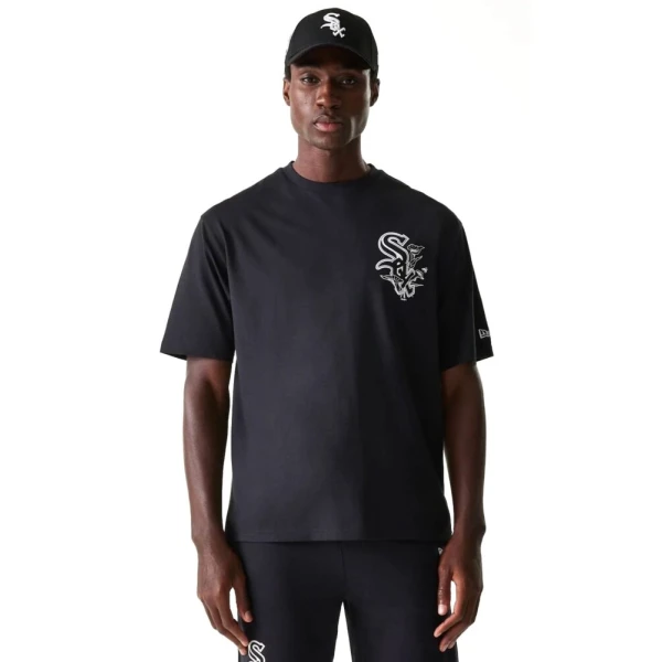 New Era Camiseta Oversized Chicago White Sox MLB Floral Graphic Negro