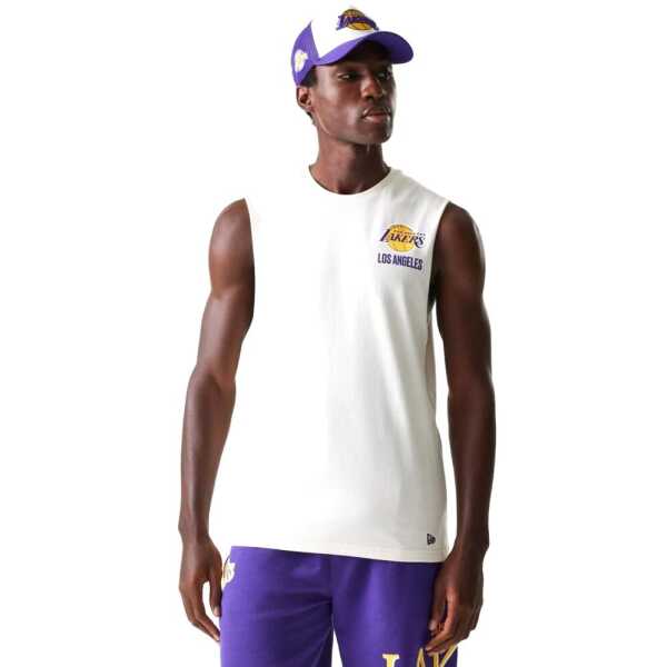 New Era Camiseta Sin Mangas Los Angeles Lakers NBA Graphic Blanca
