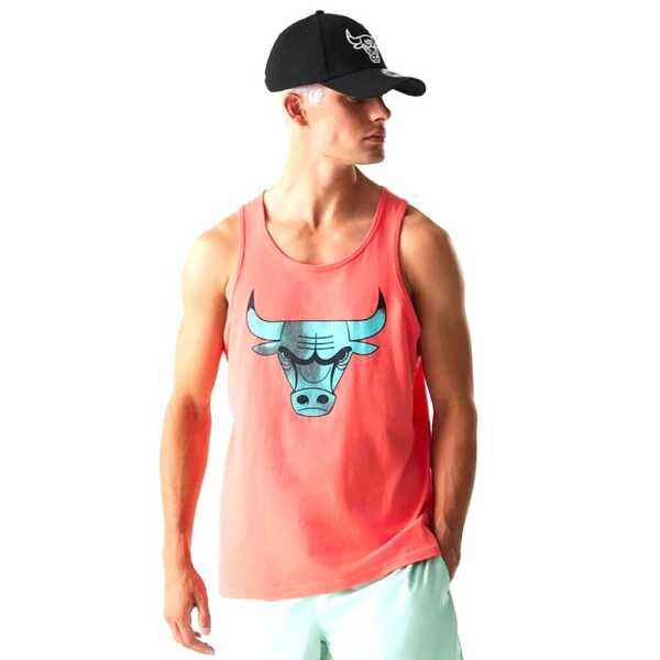 New Era Camiseta Sin Mangas Chicago Bulls NBA All Over Print Infill Rosa