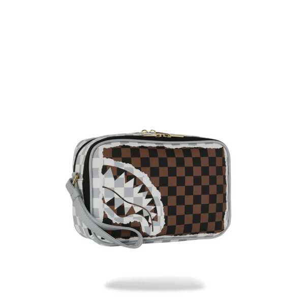 Bolso de mano CREAM AND BROWN TEAR CHECK TOILETRY BAG