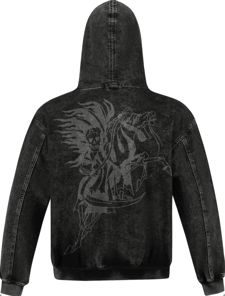 Ed Hardy Death Rider Denim Pouch Hoodie - Imagen 2