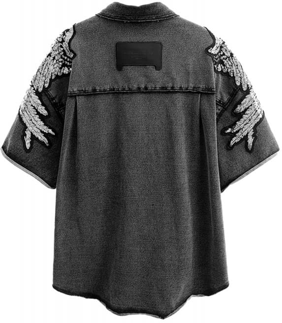 Mod Wave Movement Wings Denim Short-Sleeve Shirt - Imagen 2